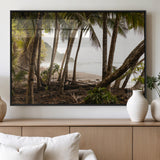 92093951-MGV-FP-60X30-3P_Black-Tropical Jungle Wall Art Canvas Print, Framed Palm Tree Forest Art Picture Print, Coastal Escape Perfect Jungle Retreat Decor