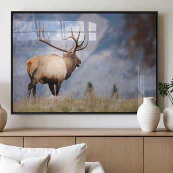 26365841-MGV-FP-60X30-3P_Black-Mountain Elk Art Wall Art Canvas Print, Framed Rustic Wildlife Print Art Picture Print, Lodge Style Decor Perfect Rustic Lodge