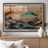22373530-MGV-FP-36X24-3P_Black-Japanese Mt Fuji Wave Art Print – Ukiyo e Inspired Sun & Cherry Blossom Poster, Traditional Asian Landscape Painting, Modern