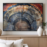 38987581-MGV-FP-36X24-3P_Black-Tree Ring Art Wall Art Canvas Print, Framed Rustic Wall Decor Art Picture Print, Nature Grain Print Perfect Modern Rustic Decor