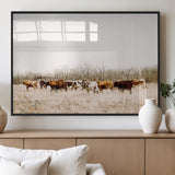 12454132-MGV-FP-36X24-3P_Black-Cow Herd Photography Wall Art Canvas Print, Framed Rustic Farmhouse Decor Art Picture Print, Western Ranch Style Perfect Rustic