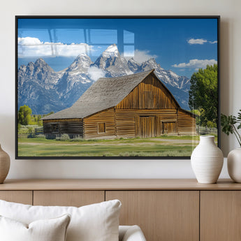 75948467-MGV-FP-60X30-3P_Black-Mountain Barn Scene Wall Art Canvas Print, Framed Rustic Farmhouse Style Art Picture Print, Country Cabin Decor Perfect Rustic