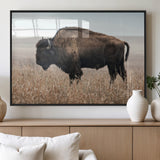 34451925-MGV-FP-36X24-3P_Black-Rustic Bison Decor Wall Art Canvas Print, Framed Buffalo Home Accent Art Picture Print, Prairie Wildlife Scene Perfect Western