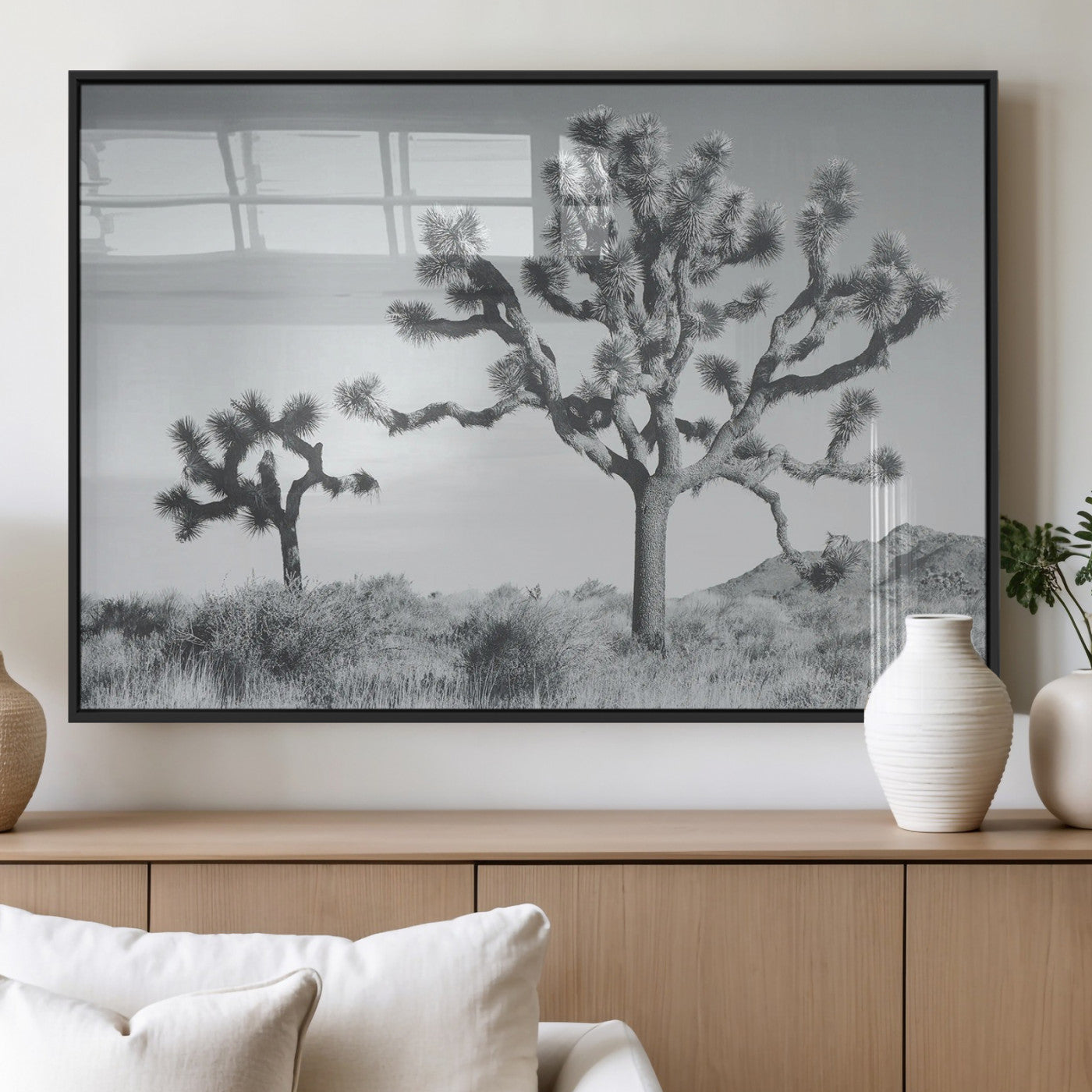 58647785-MGV-FP-60X30-3P_Black-Calm Earthy Aesthetic Wall Art Canvas Print, Framed Arid Terrain Decor Art Picture Print, Joshua Tree Perfect Rustic Minimalist