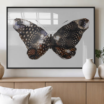 99831147-MGV-FP-36X24-3P_Black-Spotted Butterfly Wall Art Canvas Print, Framed Neutral Insect Theme Art Picture Print, Earthy Wing Pattern Perfect Modern Rustic