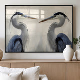 18230556-MGV-FP-36X24-3P_Black-Blue Heron Pair Wall Art Canvas Print, Framed Coastal Bird Theme Art Picture Print, Tranquil Wildlife Scene Perfect Coastal
