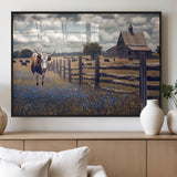 22296025-MGV-FP-36X24-3P_Black-Texas Longhorn Canvas Wall Art Canvas Print, Framed Rustic Barn Wall Art Art Picture Print, Farmhouse Cow Decor Perfect Rustic