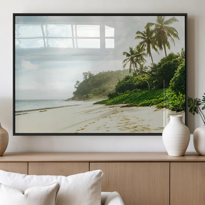 42984524-MGV-FP-36X24-3P_Black-Relaxing Beach Wall Art Canvas Print, Framed Ocean View Art Picture Print, Coastal Serenity Perfect Tropical Coastal Decor Artwork