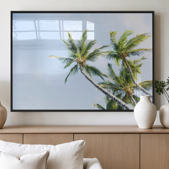 54719115-MGV-FP-36X24-3P_Black-Palm Trees Wall Art Canvas Print, Framed Tropical Aesthetic Art Picture Print, Coastal Serenity Perfect Tropical Minimalist Decor