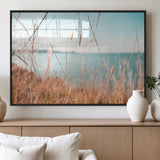36108696-MGV-FP-36X24-3P_Black-Coastal Grass Wall Art – Serene Ocean View Canvas Print, Beach Nature Photography Decor for Living Room, Bedroom, Office or Modern