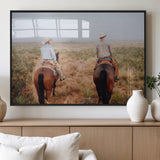 54943176-MGV-FP-36X24-3P_Black-Cowboy Wall Art Wall Art Canvas Print, Framed Western Canvas Art Picture Print, Rustic Ranch Scene Perfect Rustic Western Decor
