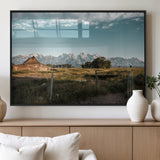 92497443-MGV-FP-36X24-3P_Black-Rustic Farmhouse Wall Art Canvas Print, Framed Mountain Cabin Art Picture Print, Western Landscape Perfect Rustic Farmhouse Decor