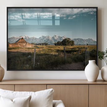 92497443-MGV-FP-36X24-3P_Black-Rustic Farmhouse Wall Art Canvas Print, Framed Mountain Cabin Art Picture Print, Western Landscape Perfect Rustic Farmhouse Decor