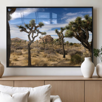 25722592-MGV-FP-36X24-3P_Black-Joshua Tree Desert Wall Art Canvas Print, Framed Southwestern Nature Art Picture Print, Rustic Earth Tones Perfect Southwestern