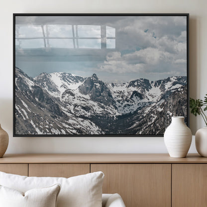 94074619-MGV-FP-36X24-3P_Black-Snowy Peaks Wall Art Canvas Print, Framed Alpine Wilderness Art Picture Print, Mountain Escape Perfect Winter Serenity Decor