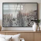 91534512-MGV-FP-36X24-3P_Black-Frosty Pines Wall Art Canvas Print, Framed Cozy Cabin View Art Picture Print, Ski Lift Ride Perfect Rustic Lodge Decor Artwork