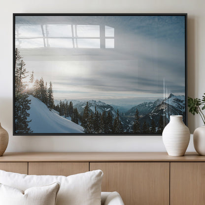 55564749-MGV-FP-36X24-3P_Black-Snowy Mountains Wall Art Canvas Print, Framed Alpine Landscape Art Picture Print, Frosty Peaks Perfect Nordic Minimalist Decor