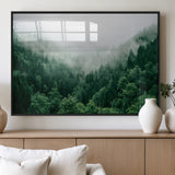 45265379-MGV-FP-36X24-3P_Black-Misty Forest Wall Art – Green Mountain Pine Tree Landscape Canvas Print, Nature Photography Artwork Home Decor for Bedroom, Living