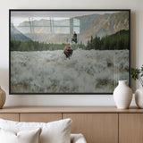 41674074-MGV-FP-36X24-3P_Black-Bison Wall Art – American Buffalo Wildlife Photography Canvas Print, Western Mountain Landscape Artwork Rustic Nature Decor for