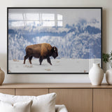 21623194-MGV-FP-36X24-3P_Black-Snow Bison Wall Art – Majestic Buffalo Wildlife Canvas Print, Winter Nature Décor for Rustic Living Room, Farmhouse, Cabin, Lodge