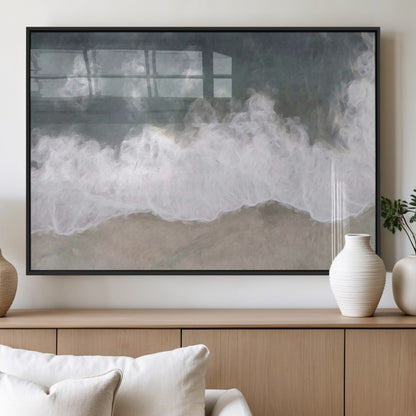 10072982-MGV-FP-36X24-3P_Black-Abstract Ocean Wave Wall Art – Coastal Beach Canvas Print, Minimalist Seascape Painting, Modern Ocean Inspired Artwork for Living