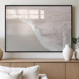 28414510-MGV-FP-36X24-3P_Black-Ocean Shoreline Wall Art – Minimal Coastal Beach Canvas Print, Soft Sea Foam and Sand Photography Artwork, Relaxing Nautical Decor
