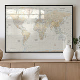 40660043-MGV-FP-36X24-3P_Black-World Map Wall Art – Large Detailed Atlas Style Map Print with Countries, Cities, and Oceans, Neutral Beige and Tan Educational