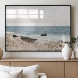 25481980-MGV-FP-36X24-3P_Black-Ocean Coastal Wall Art – Rocky Shoreline and Waves Canvas Print, Serene Beach Landscape Decor for Living Room, Bedroom, or Office