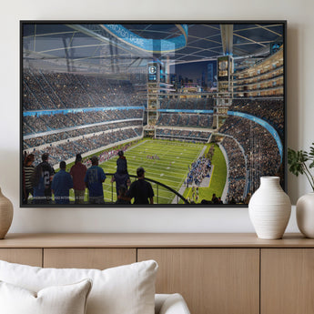 41816511-MGV-FP-36X24-3P_Black-Chicago Dome Stadium Wall Art – Futuristic Football Arena Canvas Print, Modern Sports Fan Decor for Man Cave, Office, Bar, or