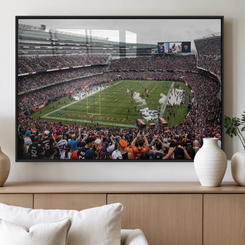18347149-MGV-FP-36X24-3P_Black-Soldier Field Wall Art – Chicago Bears Football Stadium Canvas Print, Game Day Sports Decor for Man Cave, Bar, Office, or Living