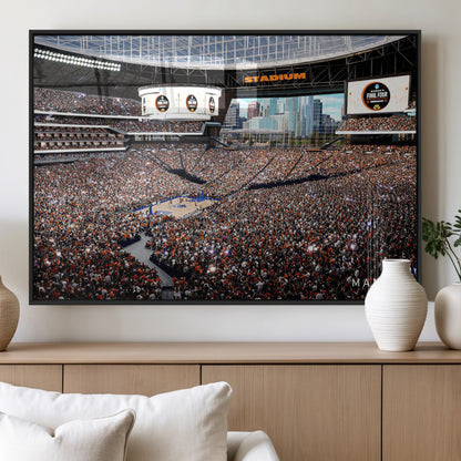 38616413-MGV-FP-36X24-3P_Black-Chicago Dome Stadium Wall Art – Futuristic Basketball Final Four Arena Canvas Print, Modern Sports Fan Decor for Man Cave or