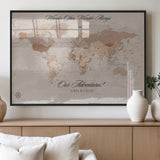 95243244-MGV-FP-36X24-3P_Black-Wander Often Wonder Always World Map Wall Art – Neutral Beige Adventure Canvas Print, Rustic Boho Travel Decor for Bedroom, Living