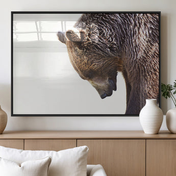 14405507-MGV-FP-60X30-3P_Black-Grizzly Bear Canvas Wall Art – Framed Wildlife Nature Decor, Large Brown Bear Profile Canvas Print for Living Room, Office, or