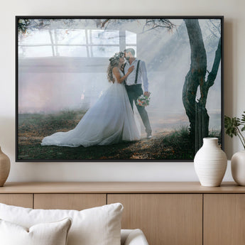 CSTM913-MGV-FP-36X24-3P_Black-Framed Wedding Canvas Print - Custom Wall Art Keepsake for Couples, Elegant Home Decoration Gift, Create Your Own Photo Canvas