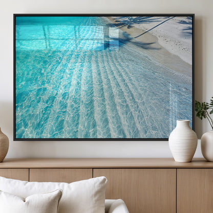 68127042-MGV-FP-36X24-3P_Black-Beach Wall Art – Tropical Ocean Canvas Print, Clear Water and White Sand Photography Decor for Bedroom, Living Room, Office,