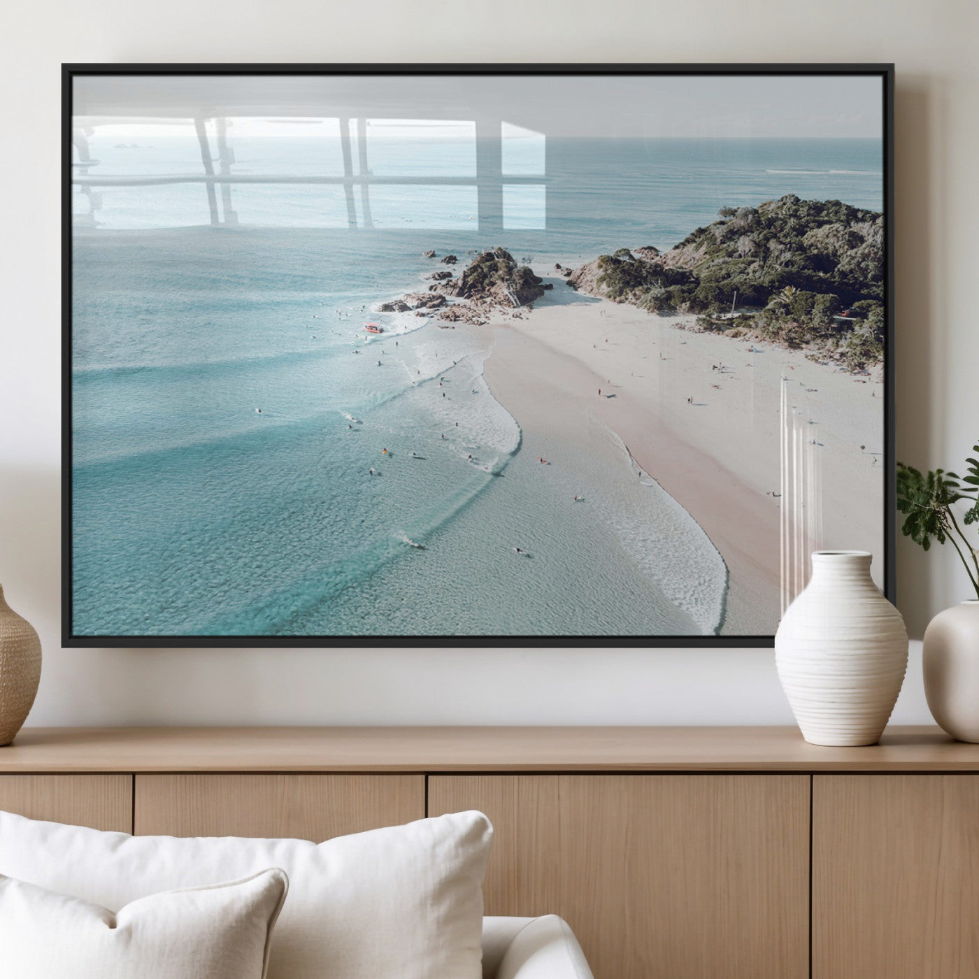 79395467-MGV-FP-36X24-3P_Black-Coastal Wall Art – Aerial Beach Canvas Print, Ocean Waves and Sandy Shore Photography Decor for Bedroom, Living Room, Office,