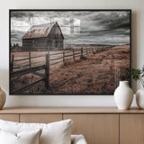 70676381-MGV-FP-36X24-3P_Black-Rustic Barn Wall Art – Weathered Farmhouse Canvas Print, Country Landscape Photography Decor for Bedroom, Living Room, Office,