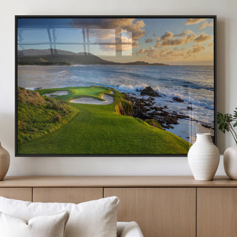 67486665-MGV-FP-36X24-3P_Black-Golf Course Wall Art – Pebble Beach Oceanfront Canvas Print, Coastal Fairway Photography Sports Decor for Living Room, Office, Man