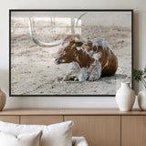 89096667-MGV-FP-36X24-3P_Black-Texas Longhorn Wall Art – Rustic Western Canvas Print, Cattle Photography Decor for Ranch House, Living Room, Office, Man Cave