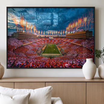 94266219-MGV-FP-36X24-3P_Black-Neyland Stadium Wall Art – Tennessee Volunteers Checkerboard Game Day Canvas Print, College Football Fireworks Decor for Man Cave