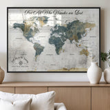 16233493-MGV-FP-36X24-3P_Black-Personalized World Map Wall Art – Rustic Blue Green Wanderlust Travel Map with Custom Couple Names, Vintage Wall Decor for Home