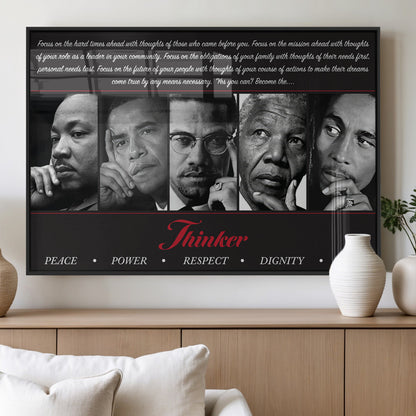 45112-MGV-FP-60X30-3P_Black-Black Icons Wall Art Canvas Print, Framed Thinker Art Picture Print, Motivational Quote Perfect Cultural Modern Decor Artwork