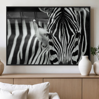 43631-MGV-FP-60X30-3P_Black-Zebra Wall Art – Black & White Safari Wildlife Canvas Print, Modern Animal Photography Decor for Living Room, Office, or Bedroom