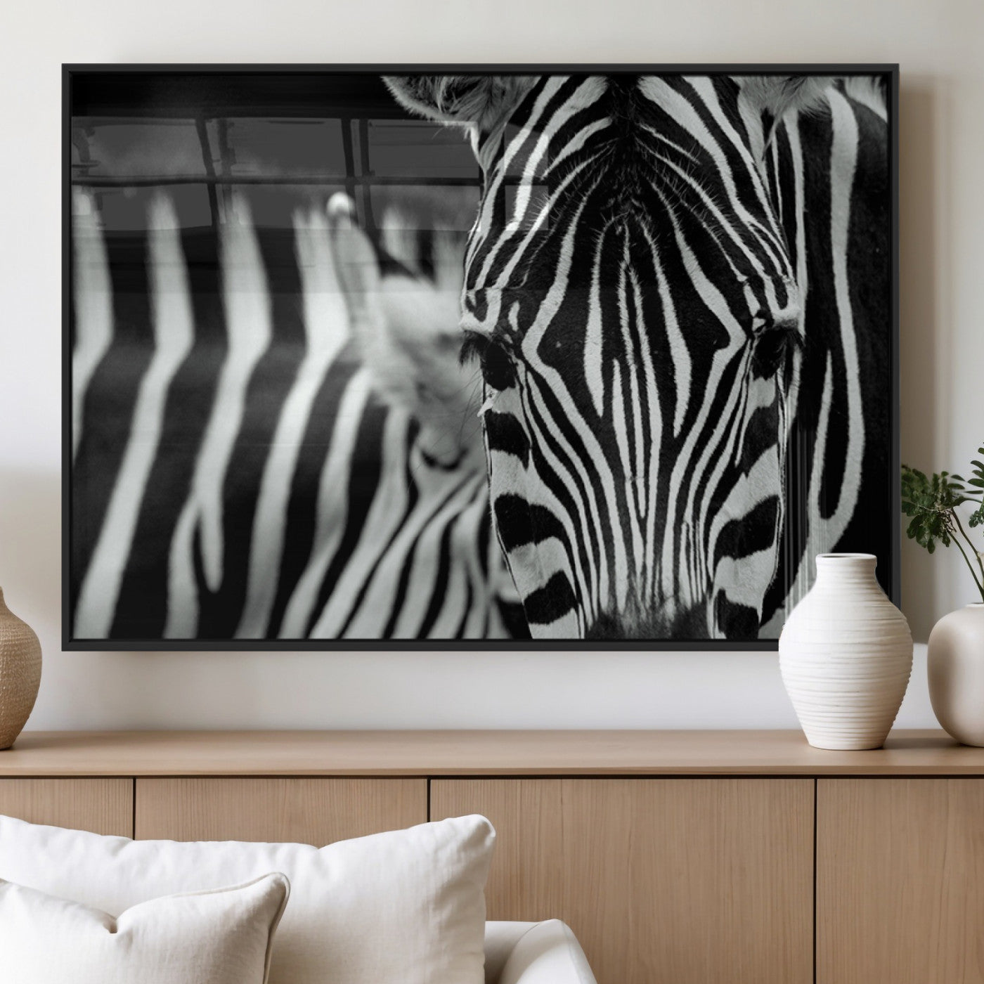 43631-MGV-FP-36X24-3P_Black-Black and White Zebra Wall Art – Modern Animal Print Canvas Artwork for Living Room, Bedroom, or Office Decor