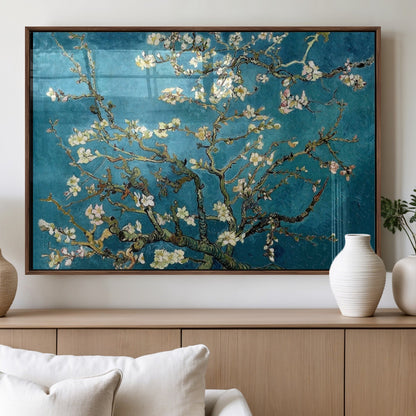 91714-MGV-FP-36X24-3P_Walnut-Almond Blossoms Wall Art – Handcrafted Van Gogh Inspired Floral Canvas Print, Beautiful Nature Decor for Living Room, Bedroom, or