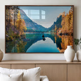 32962-MGV-FP-36X24-3P_Walnut-Mountain Lake Wall Art – Tranquil Autumn Landscape Canvas Print, Nature Reflection Decor for Living Room, Bedroom, Office or Cabin