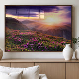 49741-MGV-FP-36X24-3P_Walnut-Mountain Sunrise Wall Art – Vibrant Floral Landscape Canvas Print, Nature Home Decor for Living Room, Bedroom Office or Cabin