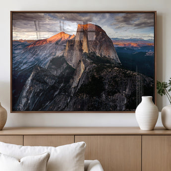 31332-MGV-FP-36X24-3P_Walnut-Mountain Landscape Wall Art – Majestic Sunset Rock Formation Canvas Print, Nature Scenic Decor for Living Room, Office, Cabin or