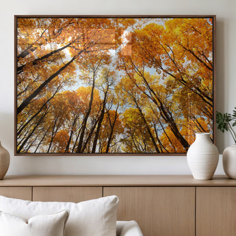 11823-MGV-FP-36X24-3P_Walnut-Golden Autumn Tree Canopy Wall Art – Stunning Fall Forest Leaves Print, Warm Seasonal Nature Decor for Home, Office or Cabin