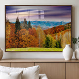 58007-MGV-FP-36X24-3P_Walnut-Autumn Mountain Landscape Wall Art – Stunning Fall Forest Canvas Print, Cozy Nature Decor for Home or Office